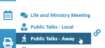 New World Scheduler Public Talk Scheduler Public Talks Away Menu