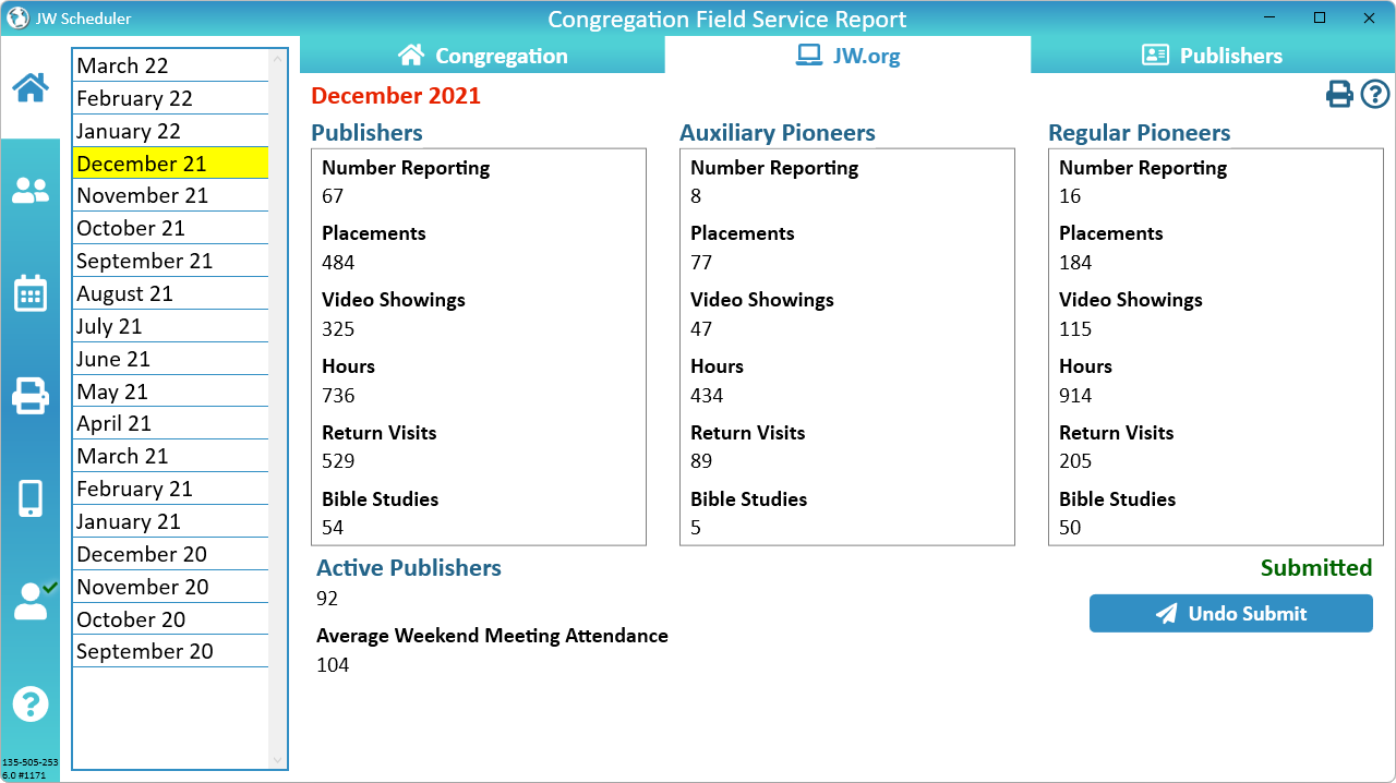 New World Scheduler Secretary Program Congregation Field Service Report JW.org