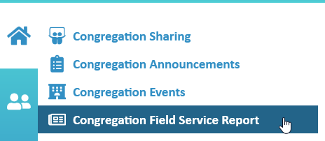 New World Scheduler Secretary Program Congregation Field Service Report menu