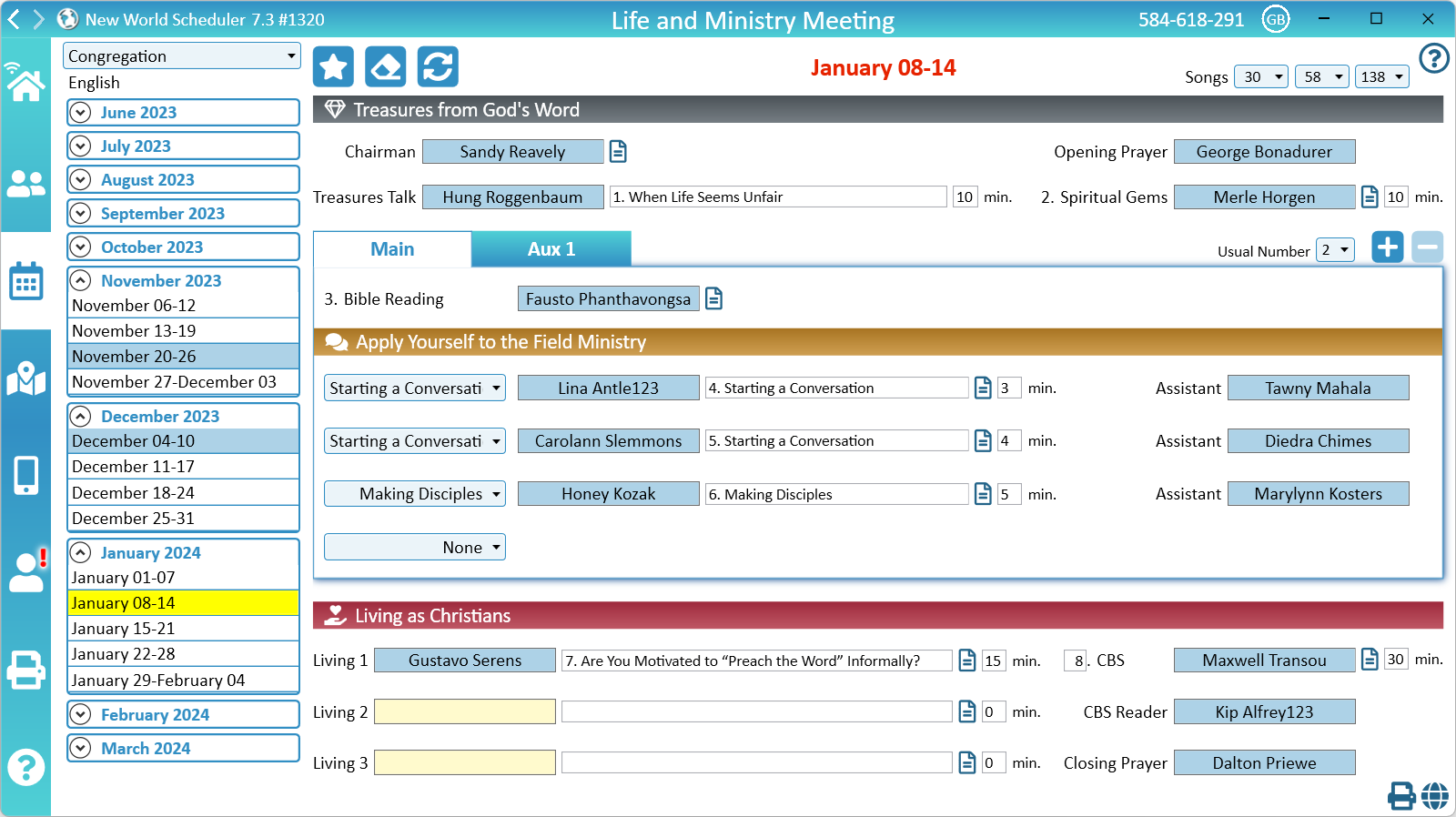 NW Scheduler | Schedule The Christian Life And Ministry Meeting (CLM)