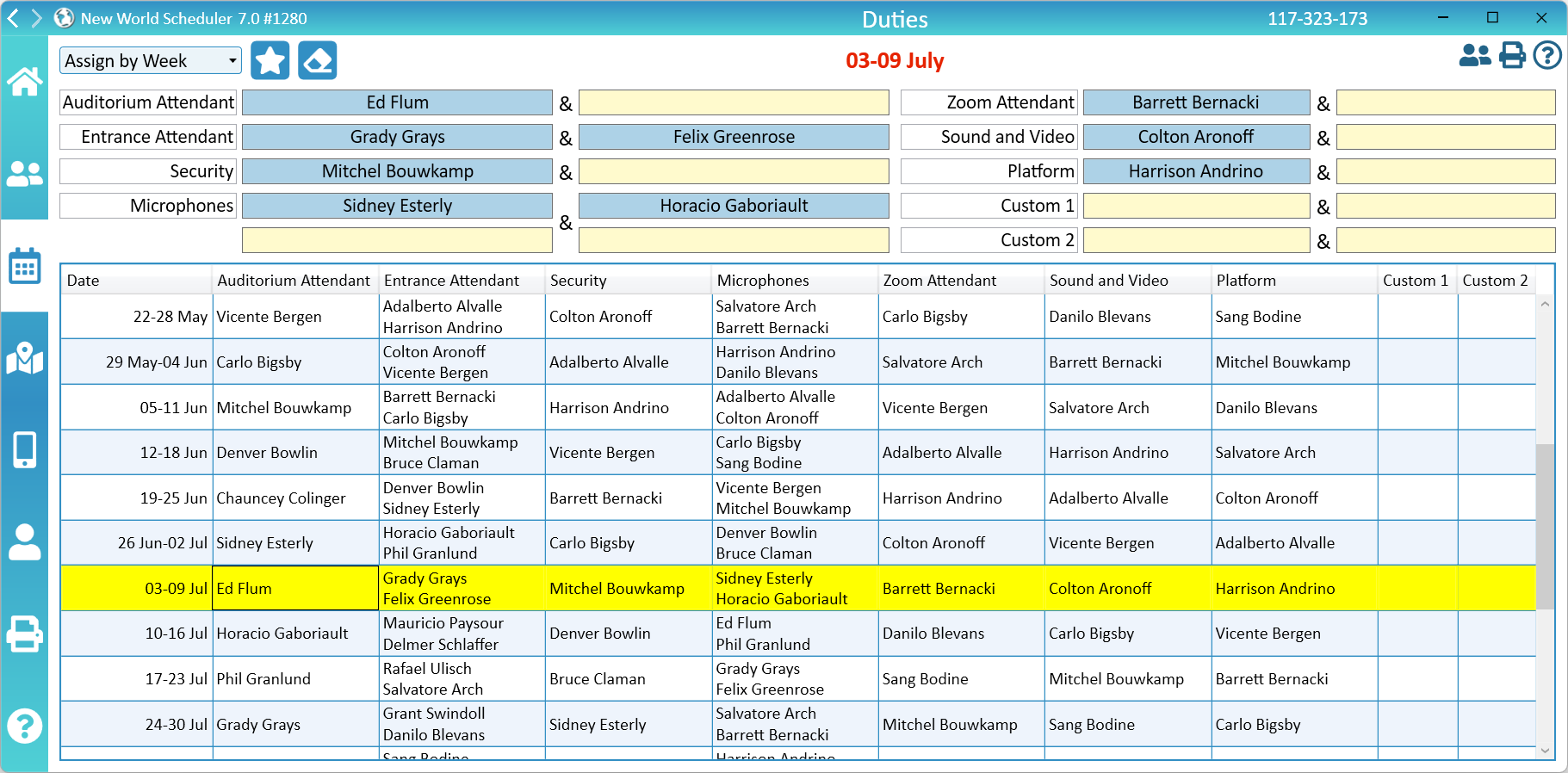 NW Scheduler Schedule Congregation Duties New World Scheduler