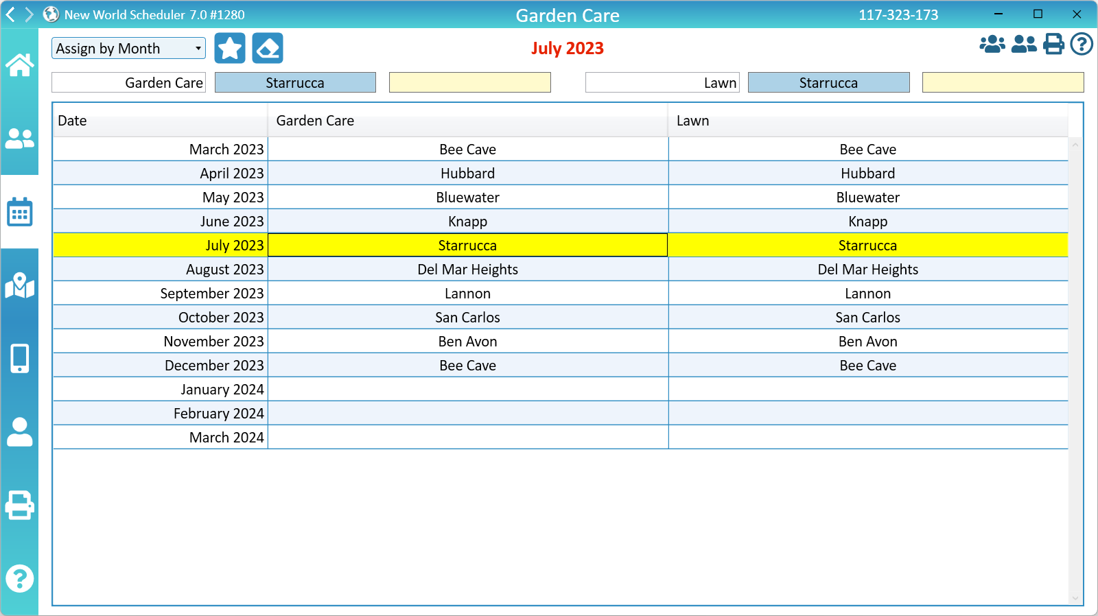 NW Scheduler Schedule Lawn and Garden Care New World Scheduler