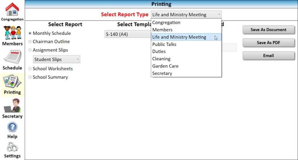 New World Scheduler Printing and Reports