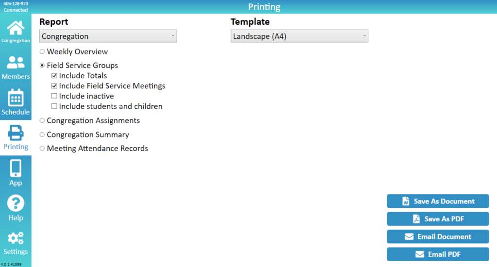 New World Scheduler Printing and Reports Field Service Groups