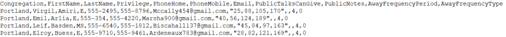 NW Scheduler Import Public Speakers from CSV New World Scheduler