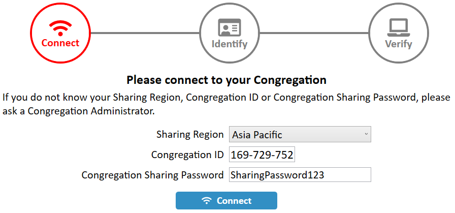 New World Scheduler Congregation Congregation Sharing Connect