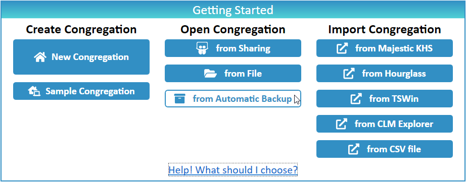 New World Scheduler Open Congregation from Automatic Backup