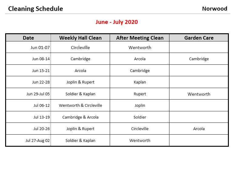 New World Scheduler Printing and Reports Kingdom Hall Cleaning Schedule