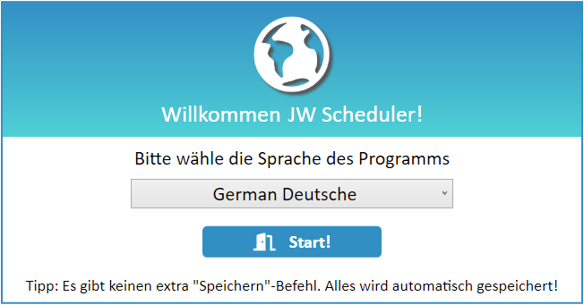 New World Scheduler Welcome German