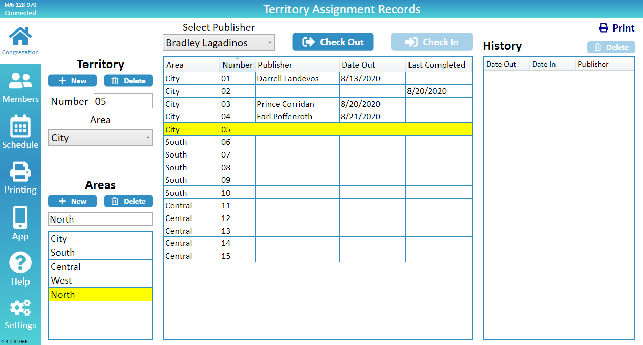 New World Scheduler Congregation Territory Assignment Records