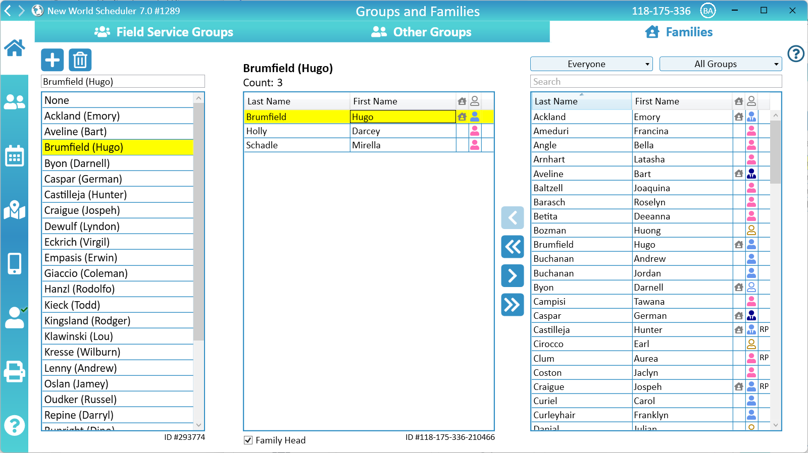 NW Scheduler Congregation Group Families New World Scheduler