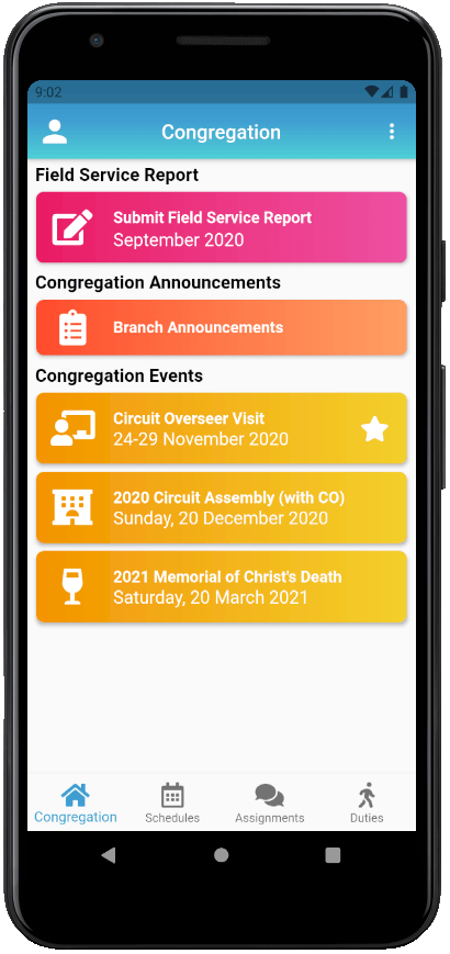 New World Scheduler - Publisher Edition iOS & Android Circuit Overseer Visit