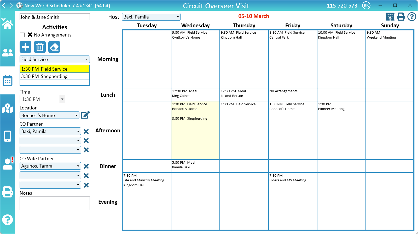 NW Scheduler Schedule Circuit Overseer Visit CO New World Scheduler