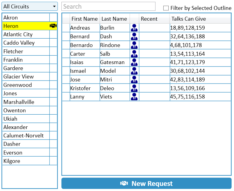 NW Scheduler Public Speaker Sharing New Request Button New World Scheduler