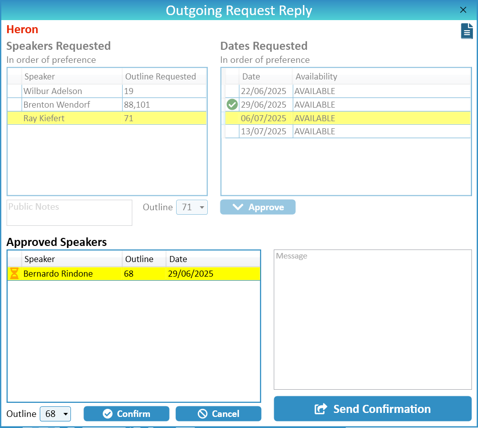 NW Scheduler Public Speaker Sharing Outgoing Request Reply New World Scheduler