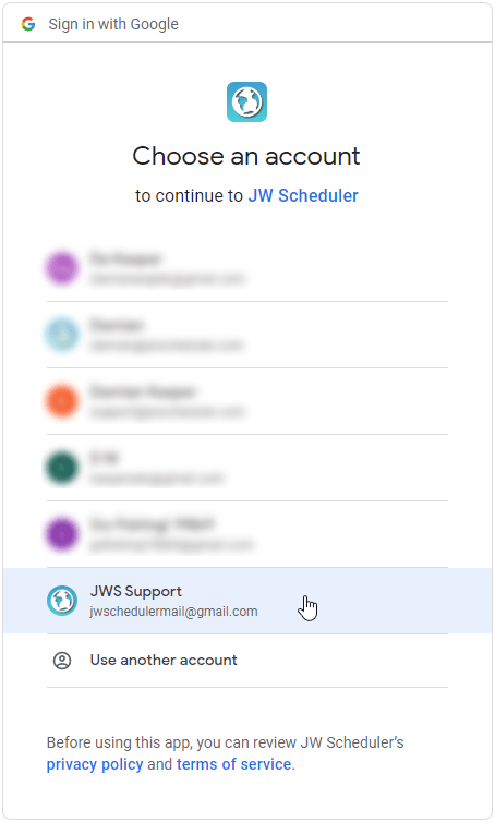 New World Scheduler Email from Gmail Choose an Account