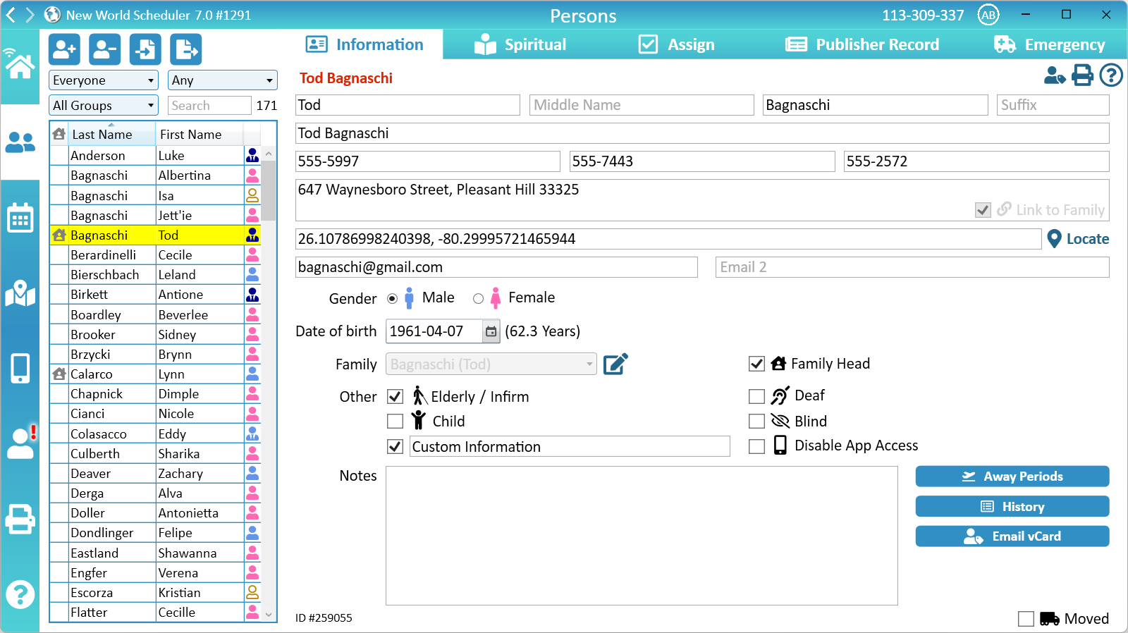 NW Scheduler Persons Person Information 2 New World Scheduler