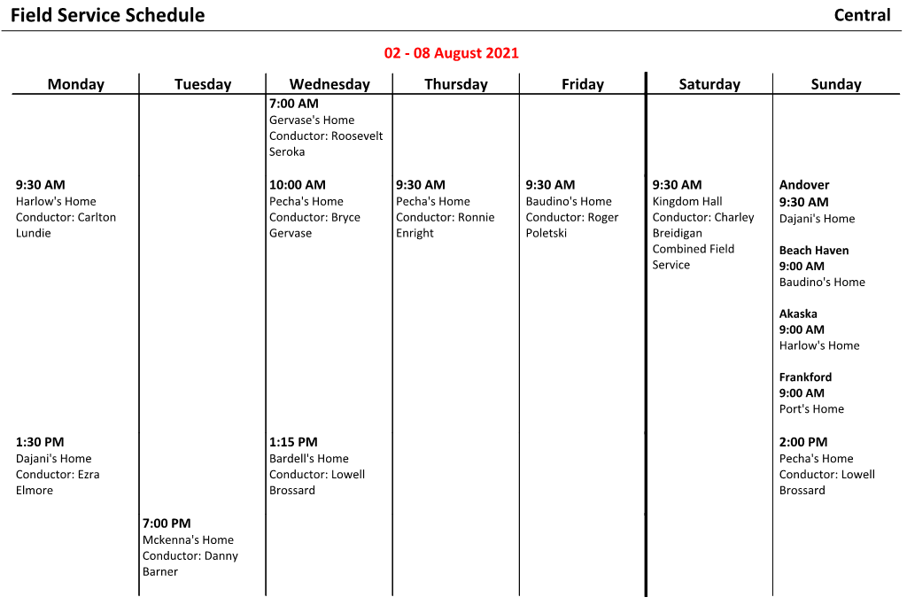 New World Scheduler Reports - Field Service - Field Service Schedule