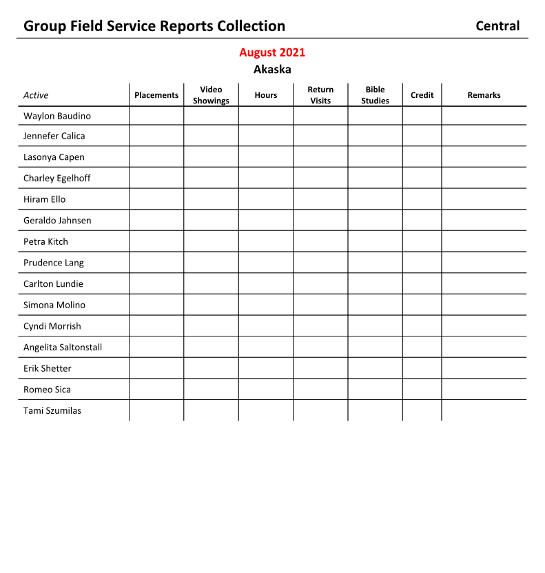 New World Scheduler Reports - Secretary - Group Field Service Reports Collection