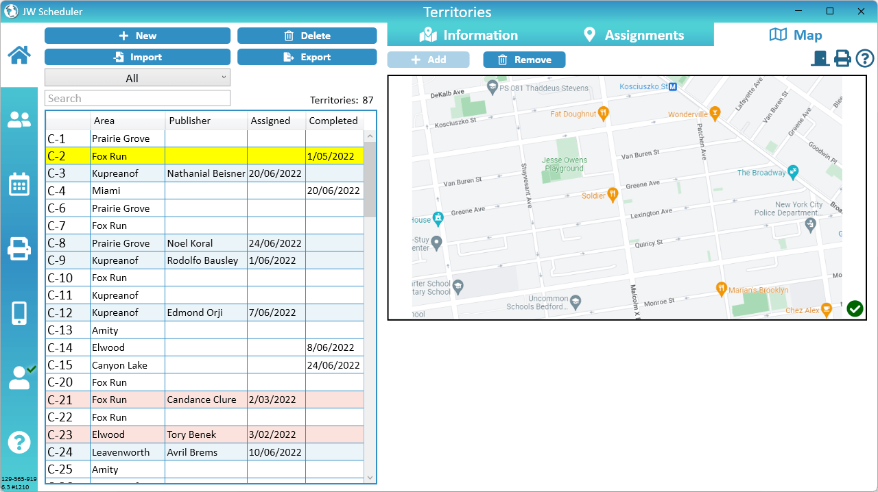 New World Scheduler Schedule Congregation Territory Helper Territory Map