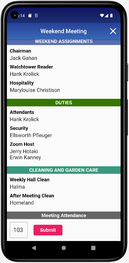 NW Scheduler NW Publisher app App Features Submit Meeting Attendance