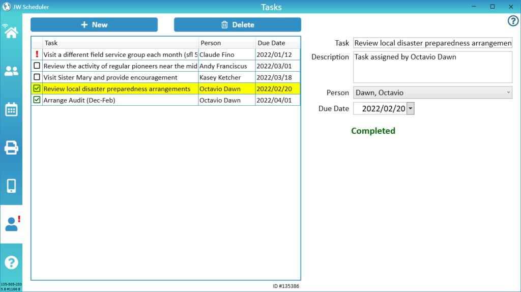 New World Scheduler Me view Tasks New Task