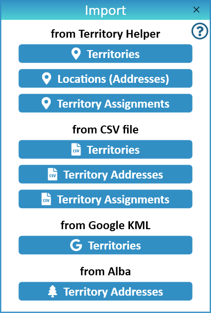 NW Scheduler Import Territories and Maps from Territory Helper Alba KHS Google New World Scheduler