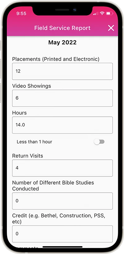 NW Publisher app Submit Field Service Report