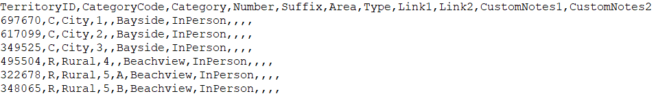 NW Scheduler Import Territories from CSV Notepad Sample New World Scheduler