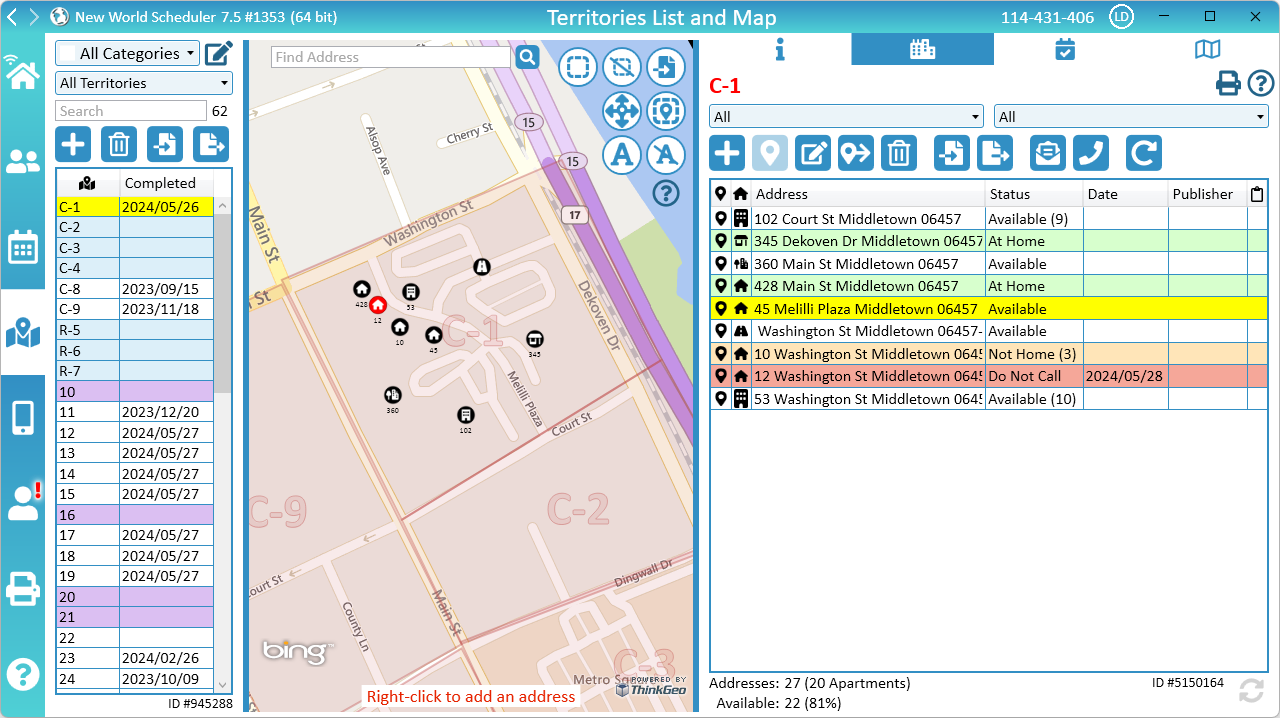 NW Scheduler Territories Territory Addresses New World Scheduler