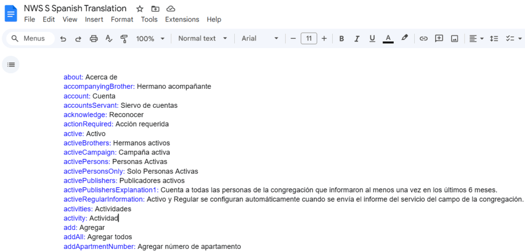 NWS Translation Google Drive Sample New World Scheduler